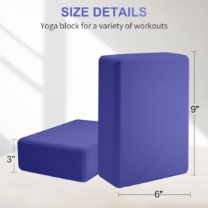 Yoga Blocks 2 Pack 9x6x3 Inches, Premuim EVA Foam Yoga Block, Sturdy Non Slip, High Density for Pilates Meditation, Stretching and Toning – Dark Purple