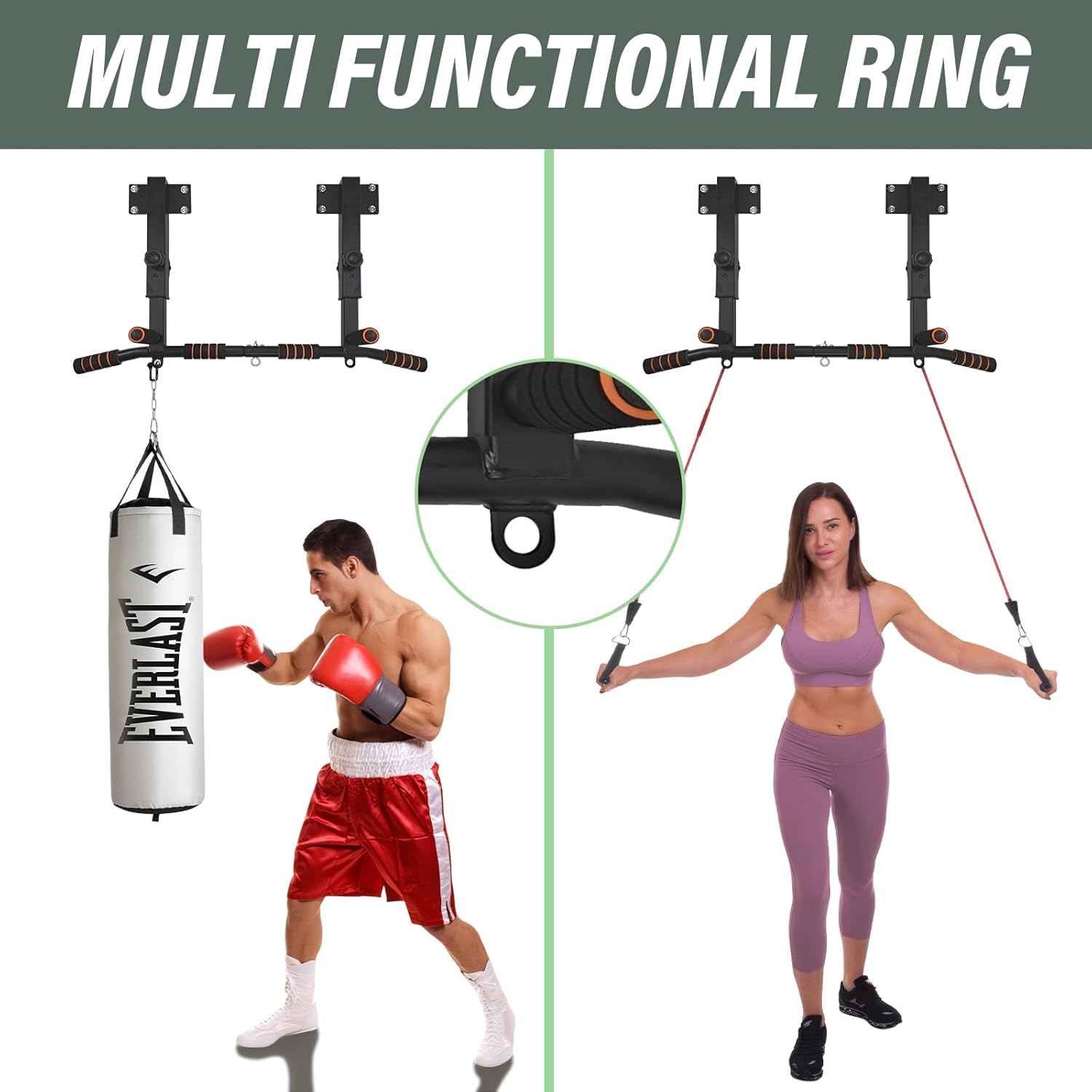 ptlsy Wall Mounted Pull Up Bar Multifunctional with Multi-grip Chin Up Bar Heavy Duty Dip Station for Home Gym Indoor Workout, Fitness Equipment, Dip Stand Supports to 440 Lbs - Image 5
