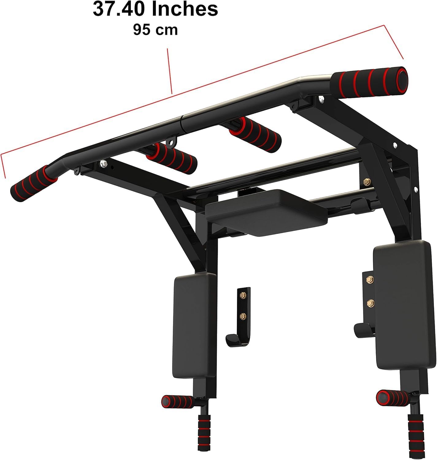 Multifunctional Wall Mounted Pull Up Bar Chin Up Bar Dip Station for Home Gym Workout - Image 2
