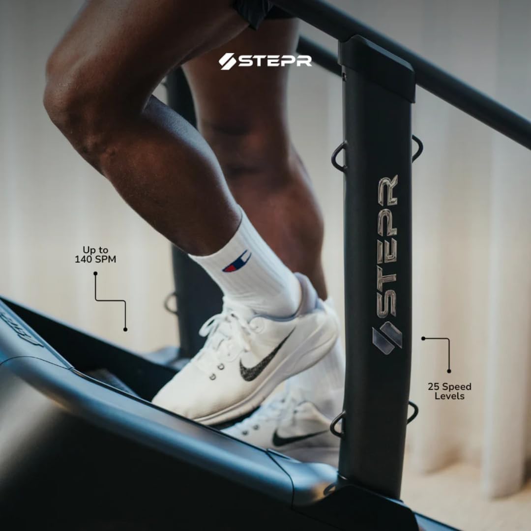 STEPR Classic Stair Master with LED Touchscreen, Commercial Grade Stairmaster Machine for Home, 140 Steps/Min, Bluetooth Stepper Machine, Resistance Band Attachments, Mobile App, 375 lb Capacity - Image 6