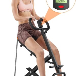 Dskeuzeew Squat Machine with LCD Monitor, Exercise Equipment for Home 330 Lbs Squat Rowing Machine with Adjustable Resistance Home Workout Machine Leg Glute Trainer for Full Body