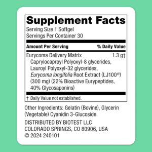 Biotest Omega-Man – 300mg High-Absorption LJ100 Longjack (Eurycoma longifolia) – 30 Softgels