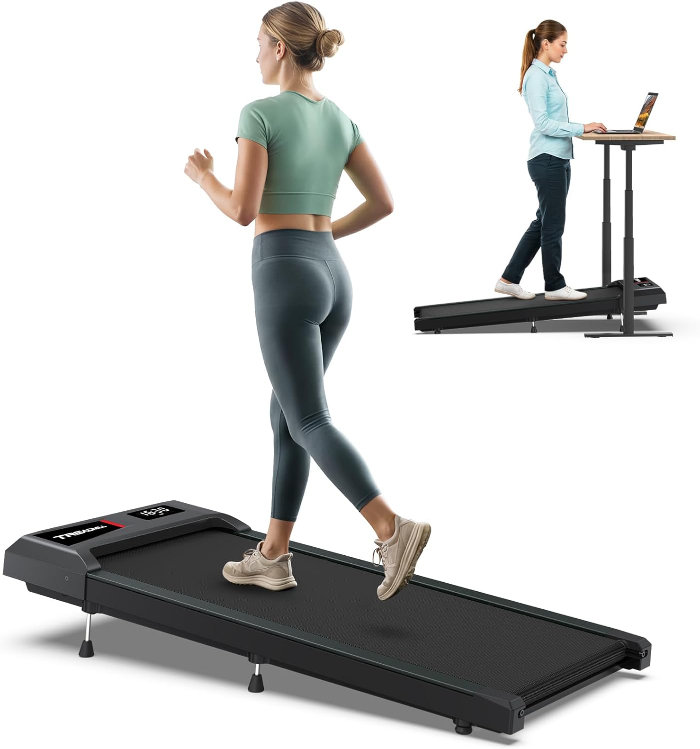 WELLFIT Auto Incline Folding Treadmill - 10% Incline Desk Walking Pad Treadmill with Handlebar, 400 lbs Heavy-Duty Capacity, Space-Saving Quiet Under-Desk Design for Home Office, Seniors & Fitness - Image 9