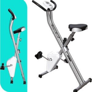 Portable Exercise Bike, Lightweight Stationary Bikes for Home Workout, Foldable Indoor Cycling Bike for Seniors, 240LB Capacity, Stepless Control Friction Resistance
