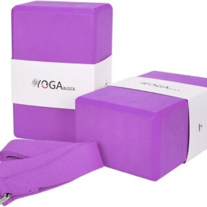 JBM Yoga Blocks 2 Pack with Strap, Cork Block 2 Pack EVA Foam Yoga Bricks Set,Stretch Blocks