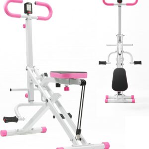 Squat Machine for Home, Squat Rowing Machine with Adjustable Resistance Bands, Foldable Exercise Equipment, Squat Assist Trainer for Glutes Ab Back Legs Workout