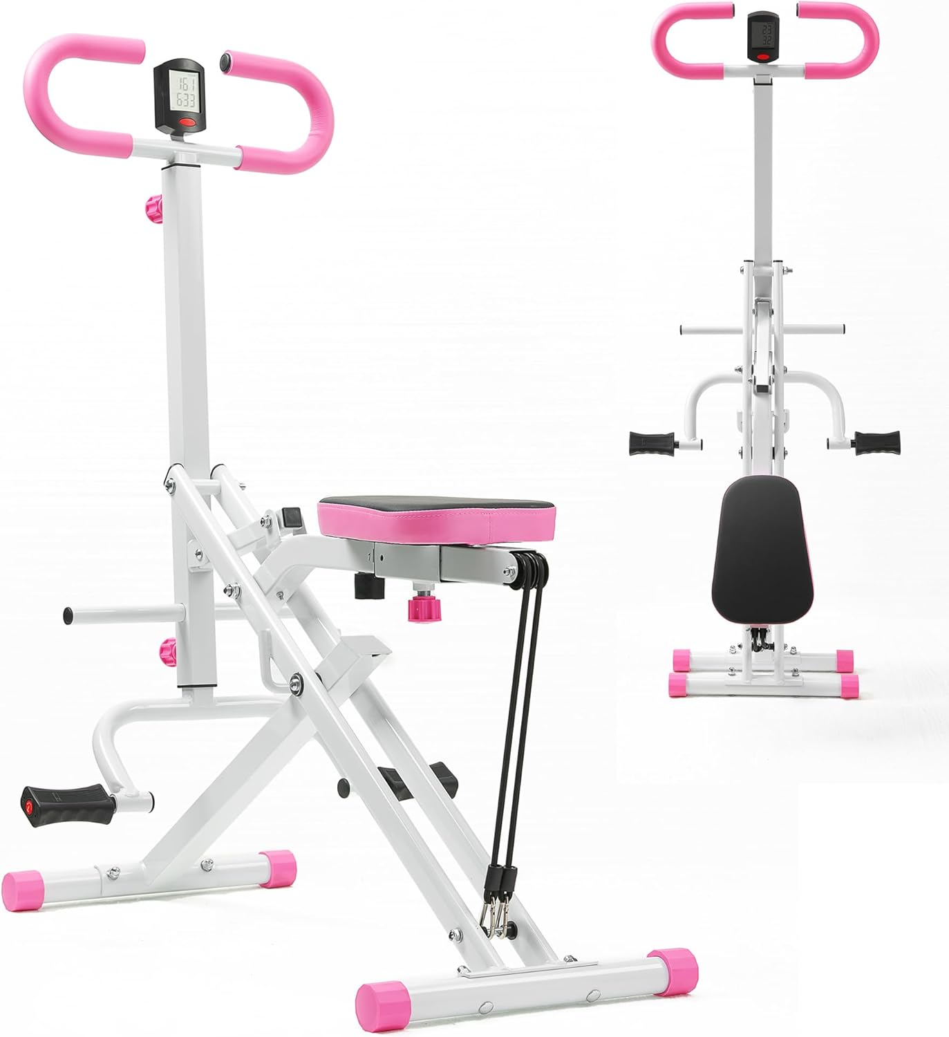 Squat Machine for Home, Squat Rowing Machine with Adjustable Resistance Bands, Foldable Exercise Equipment, Squat Assist Trainer for Glutes Ab Back Legs Workout