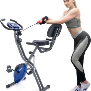 Merax Workout Bike For Home – 2 In 1 Recumbent Exercise Bike and Upright Indoor Cycling Bike Positions, 16 Level Magnetic Resistance Exercise Bike, Foldable Stationary Bike Machine, Fitness Bike