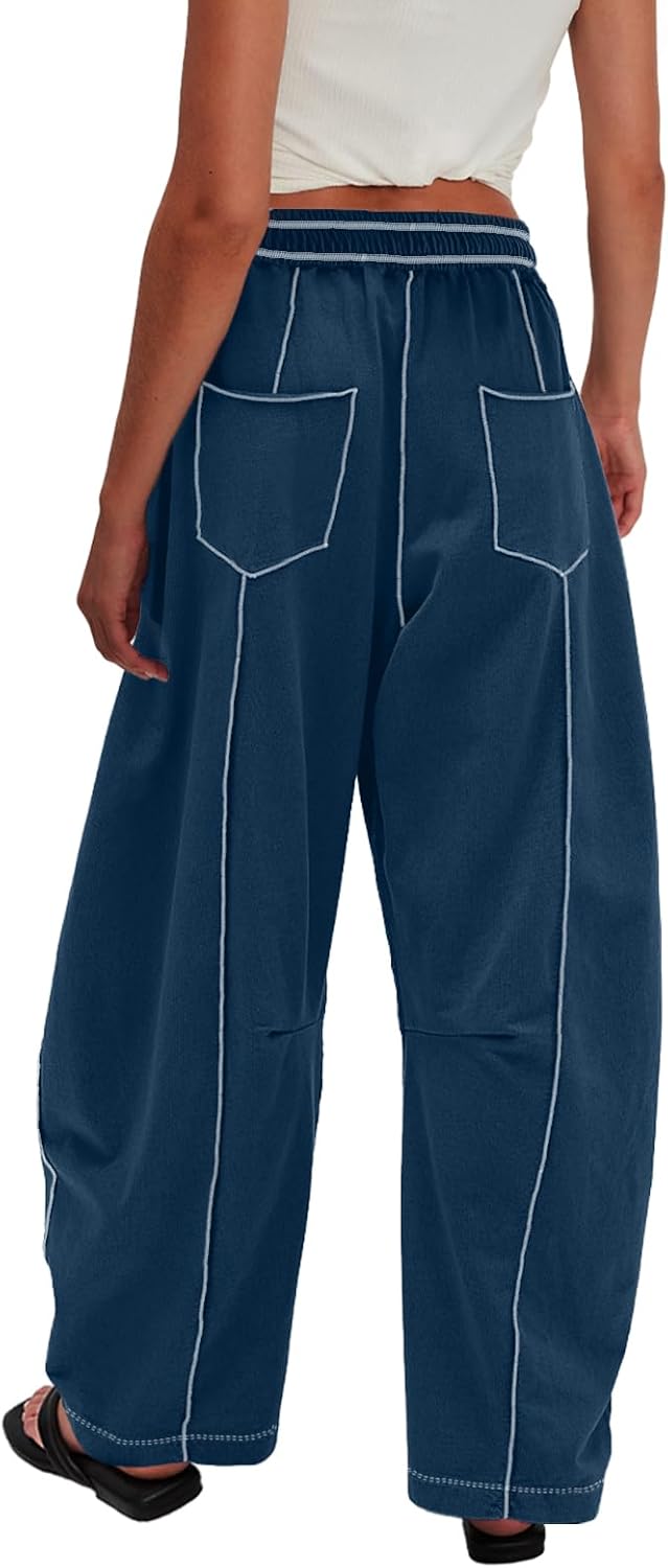 UNIANKIYA Womens Barrel Sweatpants Baggy Pants Wide Leg Sweat Pants Lounge Trousers with Pockets Casual Fall Clothes - Image 3