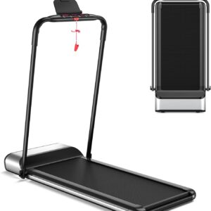 Goplus Folding Treadmill, Ultra-Thin Installation-Free Foldable Electric Treadmill, Low Noise, Walking Jogging Machine, Portable Superfit Treadmills for Home Office