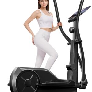 UMAY Elliptical Machine, Elliptical Exercise Machine for Home with Hyper-Quiet Magnetic Driving System, Compact Elliptical with 12IN Stride & LCD Monitor, 330LBS Weight Capacity