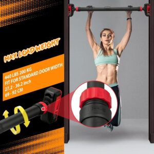 Pull Up Bar for Doorway, Strength Training Chin Up Bar with Level Meter and Adjustable Width No Screw Installation