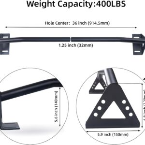 Wall Mounted Heavy Duty Pull Up Bar Doorway With Assist Band, Strength Training Pullups Bar for Doorframe, Thick Metal Sturdy Wall Hanging Bar, Wood Beam or Joist Mount Chin Up Bars 500 lbs