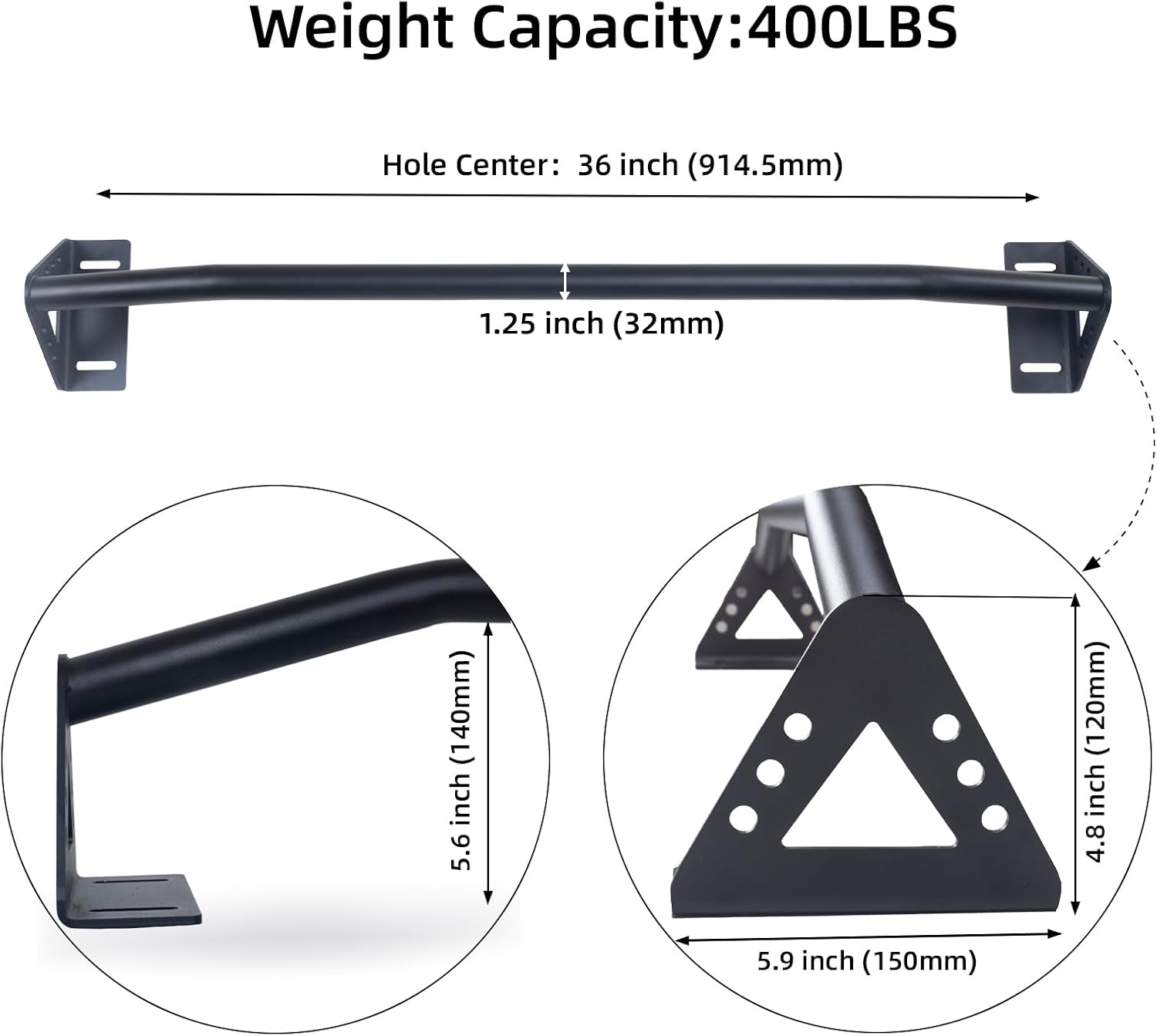 Wall Mounted Heavy Duty Pull Up Bar Doorway With Assist Band, Strength Training Pullups Bar for Doorframe, Thick Metal Sturdy Wall Hanging Bar, Wood Beam or Joist Mount Chin Up Bars 500 lbs - Image 2