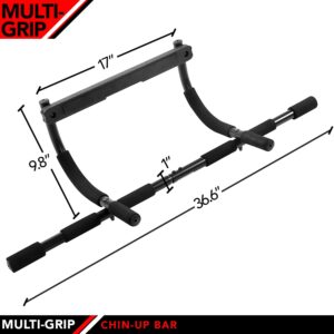 JFIT Multi-Grip Chin-Up Bar with 12 Padded Grips, Holds up to 300 LB