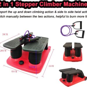 INTBUYING Stepper Climber Fitness Machine with Resistant Bands Portable Stair Stepper Exercise Equipment Low-Impact Cardio, Space-Saving, Height-Adjustable Comfortable Foot Pedals Exercise Machine