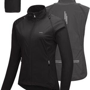 33,000ft Women’s Zip Up Lightweight Athletic Workout Yoga Cycling Track Running Jacket Waterproof Windproof Reflective