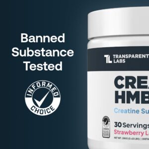 Transparent Labs Creatine HMB – Creatine Monohydrate Powder with HMB for Muscle Growth, Increased Strength, Enhanced Energy Output, and Improved Athletic Performance – 30 Servings, Unflavored