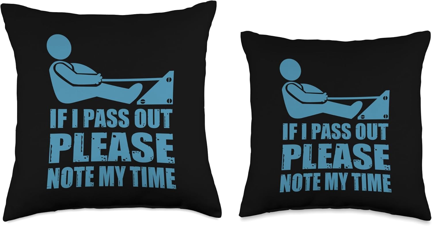 Funny Ergometer Rowing Exercise ERG Machine Lover Gag Outfit Throw Pillow - Image 3