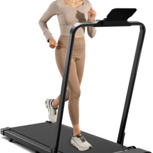 Walking Pad Treadmill with Handle Bar 3-in-1 Foldable Treadmills for Small Space 300 LBS Capacity, 3.0HP Portable Under Desk Treadmill for Home Office with LED Display Remote APP Control