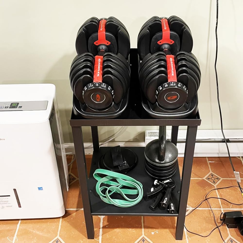 Black Heavy Duty Adjustable Dumbbell Stand & Kettlebell Stand - Adjustable Dumbbell Weight Rack, Weight Stand for Dumbbells, Weight Rack for Home Gym with Non-Slip Base, Anti-Tip Safety & Space-Saving Design - Image 3