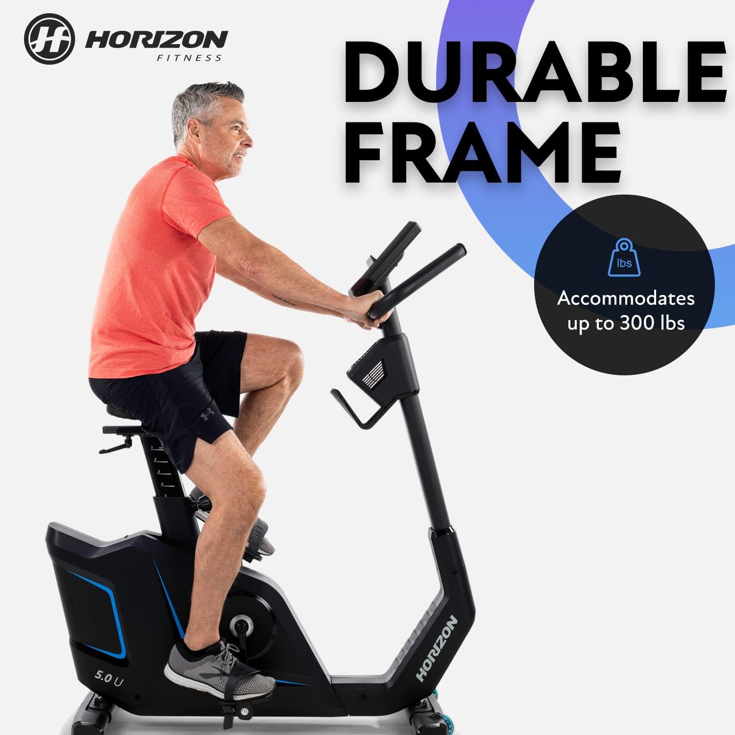 Horizon Fitness 5.0U Upright Bike, Fitness & Cardio, Magnetic Resistance Cycle with Bluetooth, Padded Seat, Step-through Frame, and 300lb Weight Capacity - Image 5
