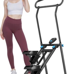 Stair Stepper for Home Gym, 350lbs Vertical Climber Machine with LCD Display, Non-Slip Pedals & 350lb Capacity Compact Folding Cardio Exercise Climber (Black)