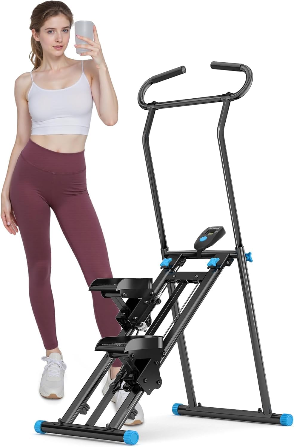 Stair Stepper for Home Gym, 350lbs Vertical Climber Machine with LCD Display, Non-Slip Pedals & 350lb Capacity Compact Folding Cardio Exercise Climber (Black)