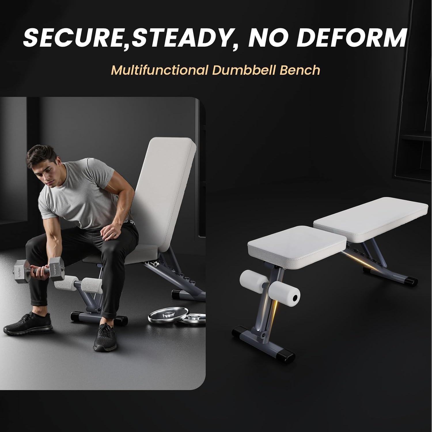 Adjustable Weight Bench for Home Gym,1025 LB Stable Workout Benches for Full Body Strength Training,Dumbbell Exercise,3 Sec Fast Folding Sit up Bench - Image 2