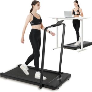 2 in 1 Folding Treadmill, Smart Walking Running Machine with Bluetooth Audio Speakers, Installation-Free，Under Desk Treadmill for Home/Office Gym Cardio Fitness