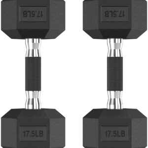 Hex Dumbbell Set, 2.5-65 lb Rubber Encased Exercise & Fitness Dumbbells, Weights Dumbbells Set of 2, Hand Weight for Strength Training