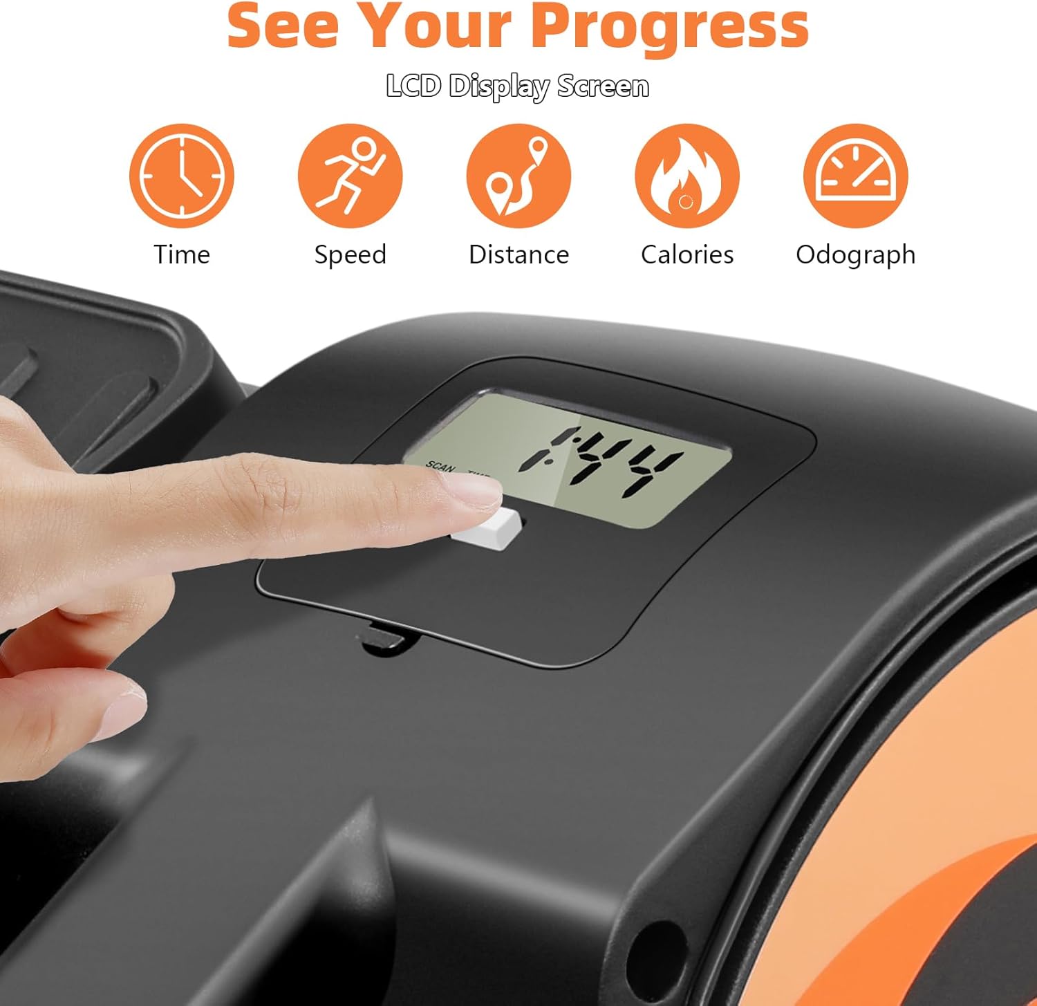 ANCHEER Under Desk Elliptical Exercise Machine,Standing or Seated Ellipse Leg Exerciser with 8 Level Resistance,Portable Exercise Equipment with LCD Display Monitor,Fully Assembled - Image 4