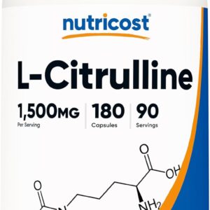 Nutricost L-Citrulline 1500mg, 180 Capsules – 750mg Per Capsule, Gluten Free, Non-GMO, Packaging May Vary