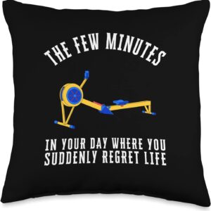 Erg Ergometer And Rowing Exercise Machine Rowing Workout Throw Pillow