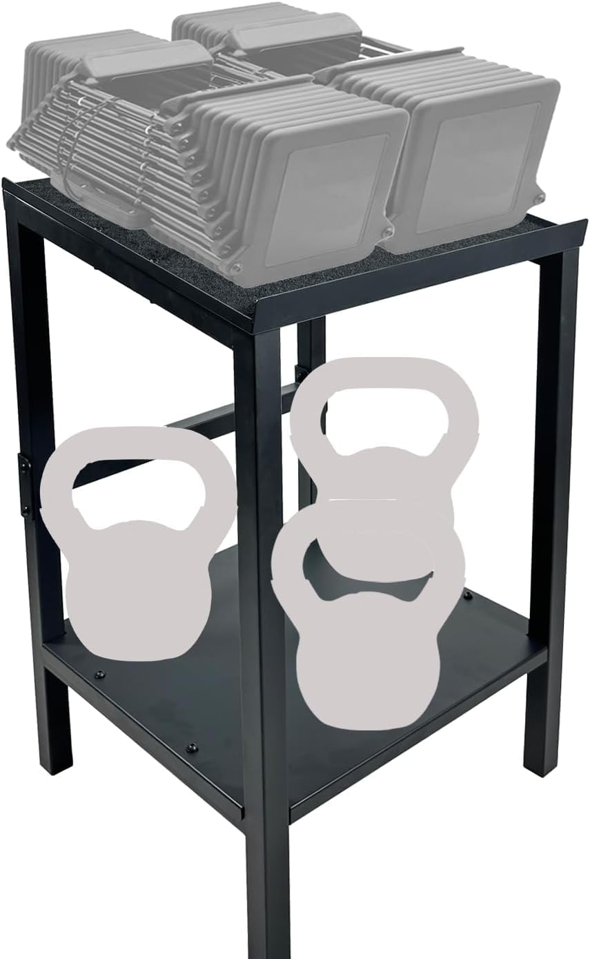 Black Heavy Duty Adjustable Dumbbell Stand & Kettlebell Stand - Adjustable Dumbbell Weight Rack, Weight Stand for Dumbbells, Weight Rack for Home Gym with Non-Slip Base, Anti-Tip Safety & Space-Saving Design - Image 5