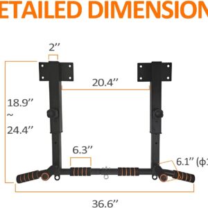 BESTHLS Wall Mounted Pull Up Bar and Dip Station, Heavy Duty Wall Mount Pull-up Chin Up Bar Multifunctional Home Gym Workout Indoor Exercise Equipment Support to 440 Lbs