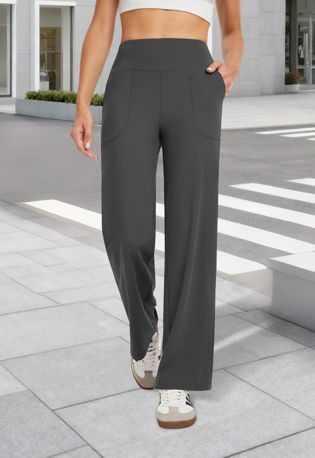 Wide Leg Pants Woman High Waist Yoga Pants with Pockets Loose Stretch Dress Work Sweatpants Casual Lounge - Image 2