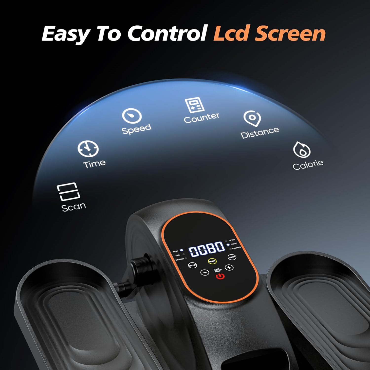 Under Desk Elliptical Machine for Senior, Quiet Motorized Leg Exerciser with Smart Remote, Pedal Exerciser with 15 Adjustable Speeds for Auto/Manual Modes, LCD Monitor, Easy to Use for Home Office - Image 4