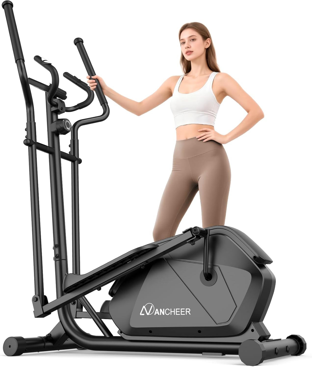 ANCHEER Elliptical Machine, Elliptical Exercise Machine for Home with Ultra-Quiet Magnetic System, Elliptical Trainer with 14 Resistance Levels&15IN Stride,Max 400LBS Loading Capacity