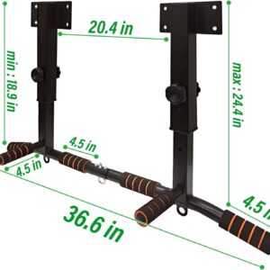 ptlsy Wall Mounted Pull Up Bar Multifunctional with Multi-grip Chin Up Bar Heavy Duty Dip Station for Home Gym Indoor Workout, Fitness Equipment, Dip Stand Supports to 440 Lbs