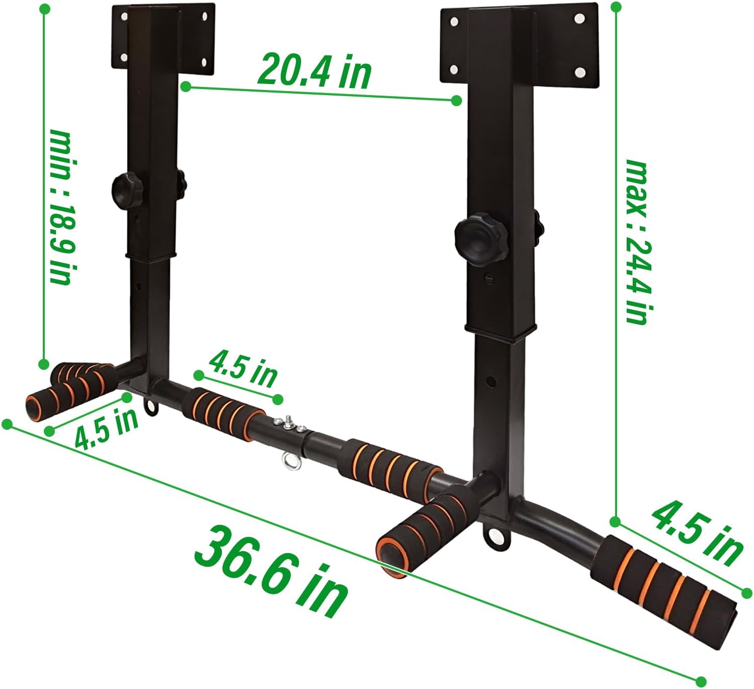 ptlsy Wall Mounted Pull Up Bar Multifunctional with Multi-grip Chin Up Bar Heavy Duty Dip Station for Home Gym Indoor Workout, Fitness Equipment, Dip Stand Supports to 440 Lbs - Image 2