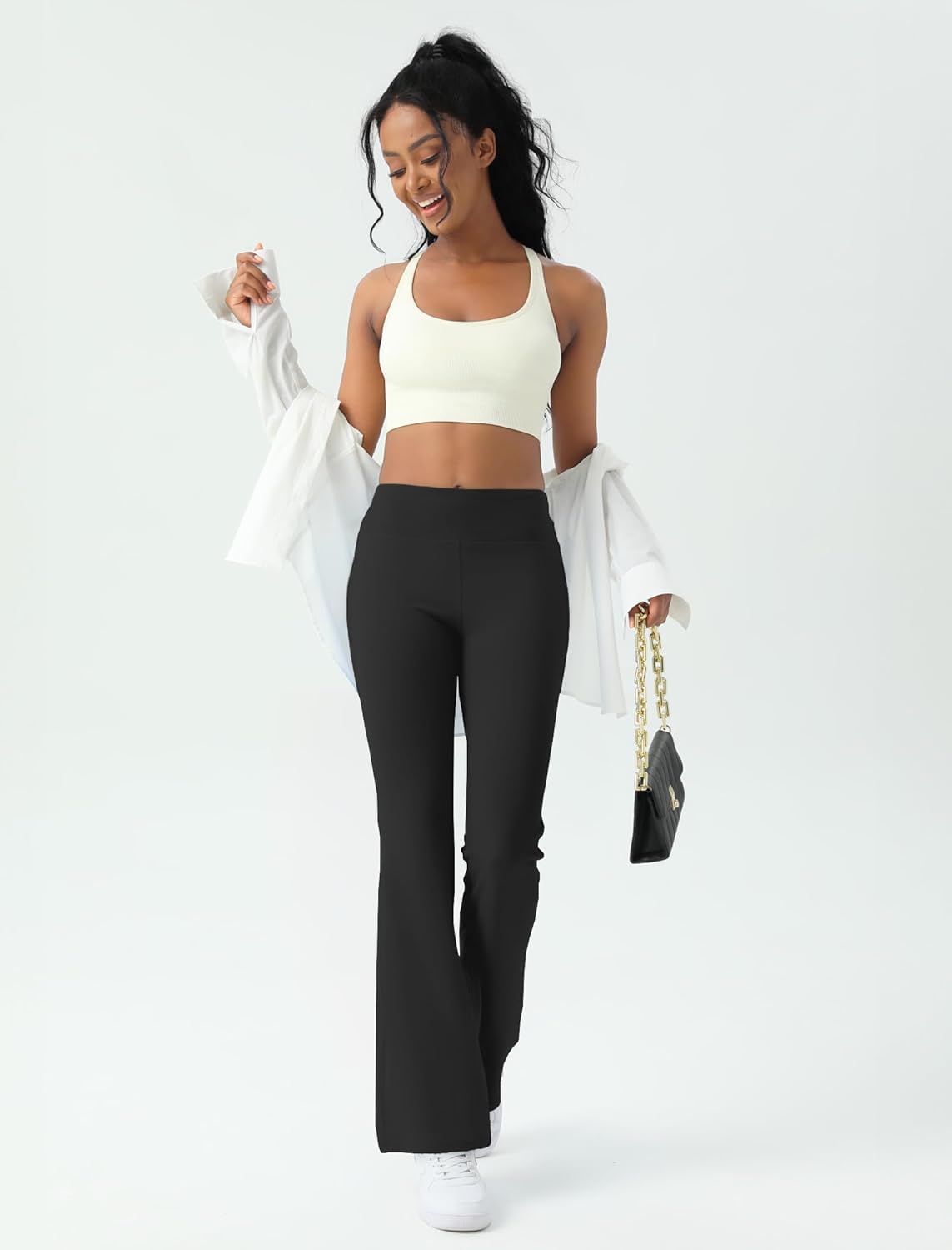 Women's Yoga Pants Bootcut Flare Leggings Flared Bell Bottom Leggings High-Waisted Workout Pants Tummy Control - Image 6