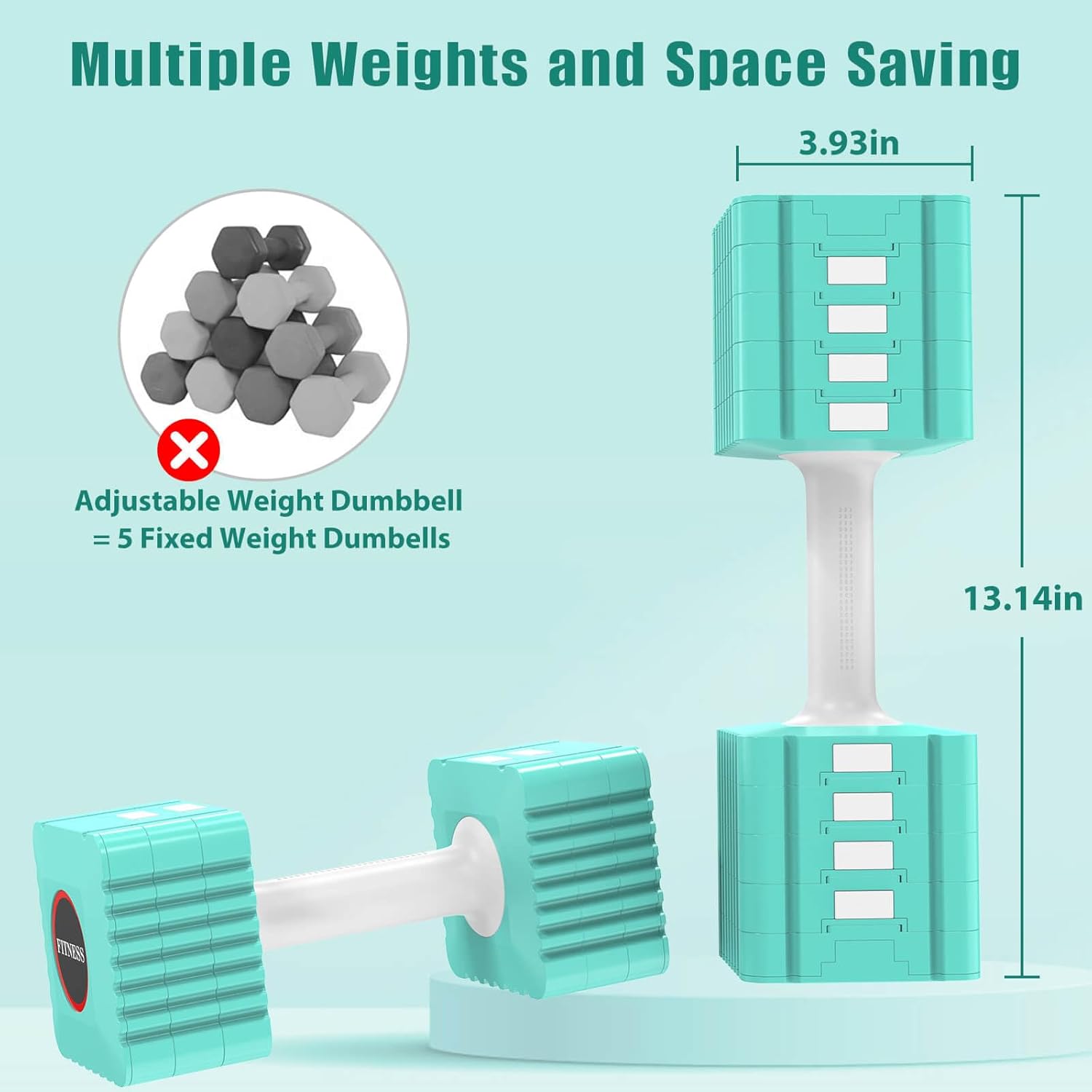 Adjustable Weight Dumbbells Set of 2, 3.4lb/5.7lb/8lb/10.3lb/12.6lb Each Hand Weight Sets for Women/Men, Adjustable Dumbbells Set for Home Gym Fitness Workout Strength Training - Image 7