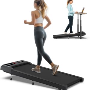 WELLFIT Auto Incline Folding Treadmill – 10% Incline Desk Walking Pad Treadmill with Handlebar, 400 lbs Heavy-Duty Capacity, Space-Saving Quiet Under-Desk Design for Home Office, Seniors & Fitness