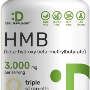 Ultra Strength HMB Supplements 3,000mg Per Serving, 240 Capsules | Third Party Tested | Supports Muscle Growth, Retention & Lean Muscle Mass | Fast Workout Recovery