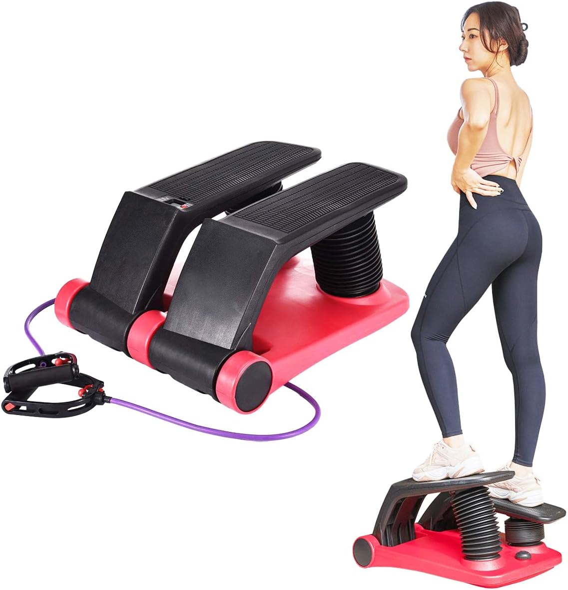 INTBUYING Stepper Climber Fitness Machine with Resistant Bands Portable Stair Stepper Exercise Equipment Low-Impact Cardio, Space-Saving, Height-Adjustable Comfortable Foot Pedals Exercise Machine - Image 6