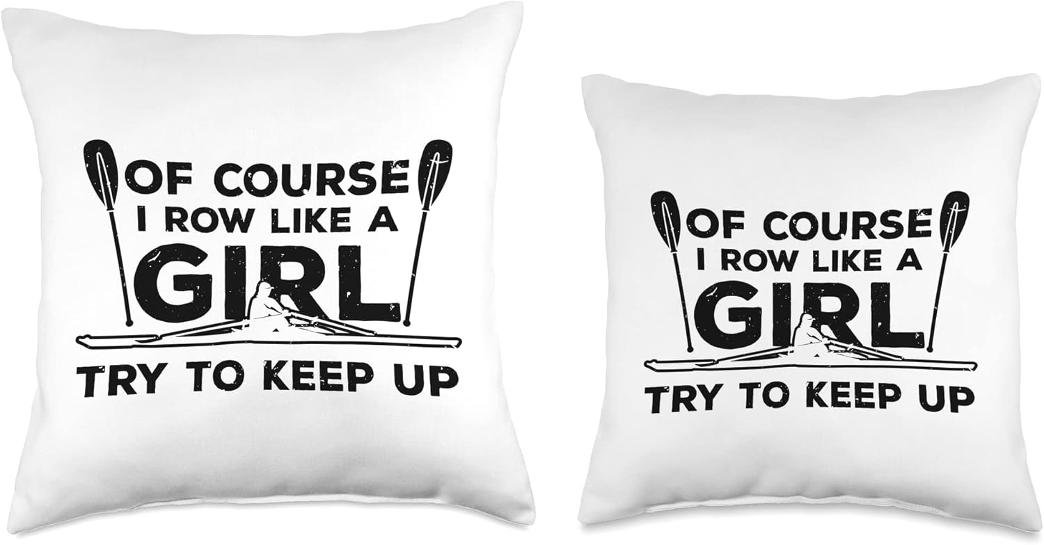 Funny Rowing For Women Girls Paddling Oar Row Machine Rower Throw Pillow - Image 3