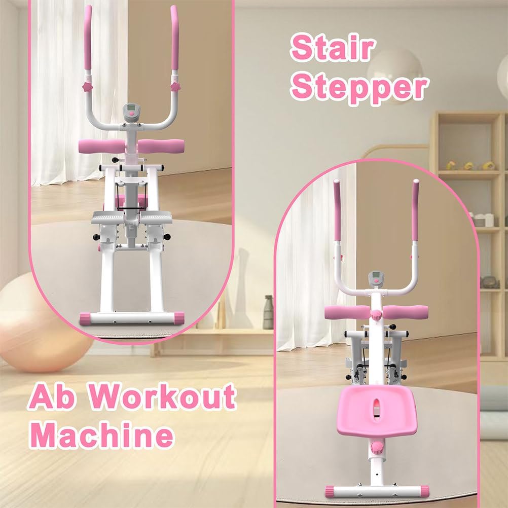 2-in-1 Stair Stepper & Ab Machine, Multi-Function Vertical Climber for Home Gym, Full-Body Cardio & Core Workout Equipment with Adjustable Handlebar, Silent Rollers, 300 LBS Capacity - Image 7