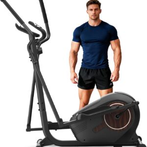 ANCHEER Elliptical Machine, Quiet Magnetic Elliptical Training Machines, Elliptical Trainer for Home with 14 Resistance Levels, Pulse Rate Monitor, LCD Monitor, Max 400Lbs