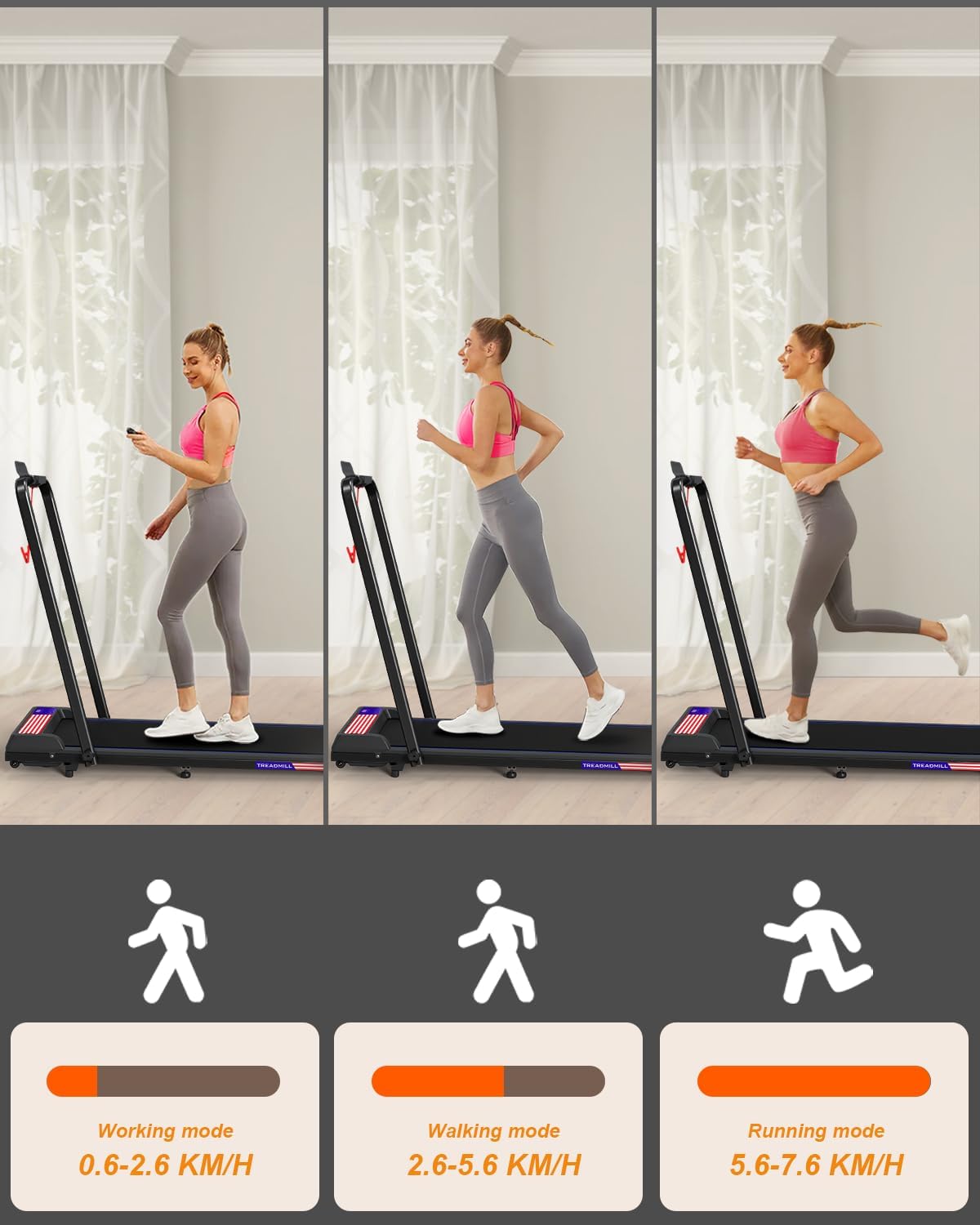 Treadmill Under Desk Walking Pad,2 in 1 Folding Treadmill for Home/Office with Remote Control and APP,Large Screen - Image 6
